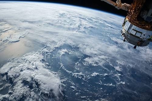Earth with satellite in view